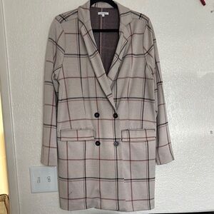 Maurices Cream and Black Blazer with Windowpane Pattern